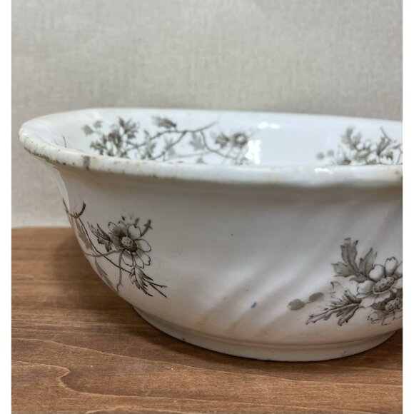 Antique Ironstone C H Tunstall Garfield Serving 9 Inch Bowl Brown Transferware - Picture 10 of 12